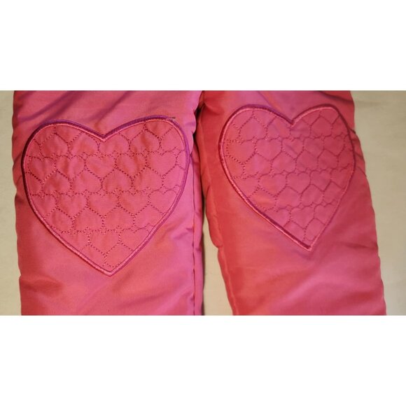 Disney Toddler Girls Pink Insulated Snow Bibs W/ Embroidered Hearts & Glitter Cr - Picture 2 of 6